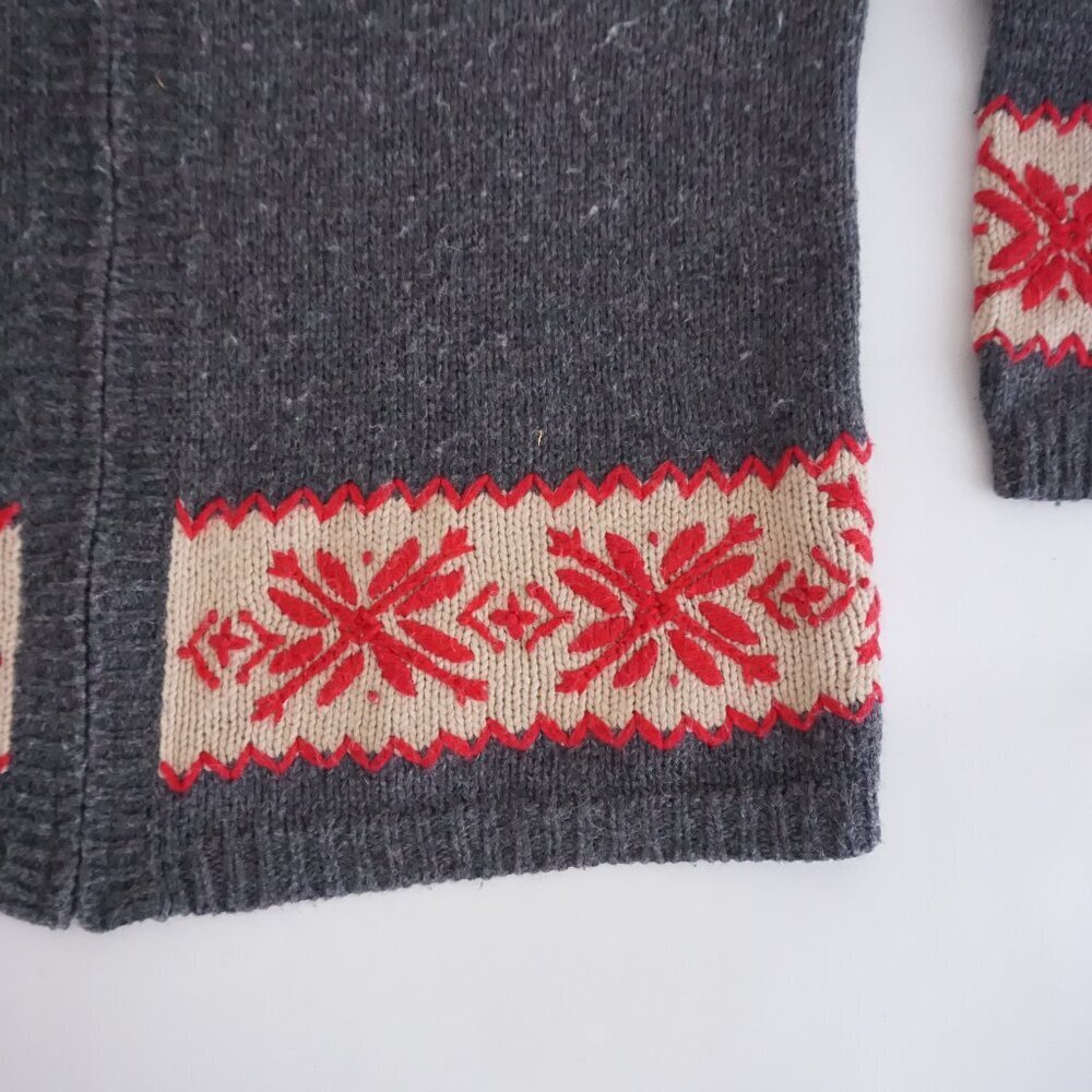 Vintage Sonoma Charcoal Nordic Zip Cardigan Cabincore Grandmacore L - Picture 5 of 8